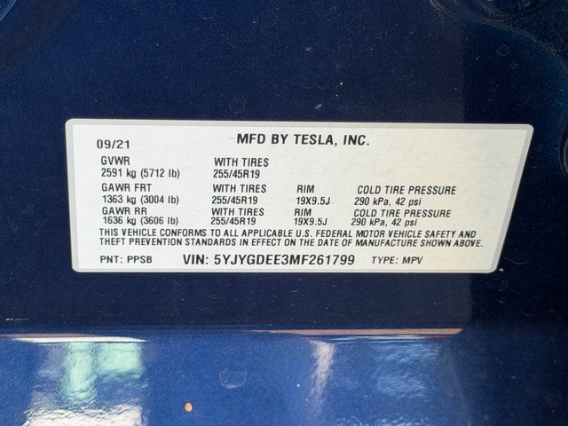 Used 2021 Deep Blue Metallic Tesla  image 26