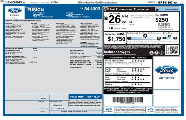 Used 2016 Ford Fusion SE