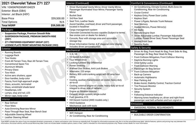 Used 2021 Chevrolet Tahoe Z71 Used 2021 Chevrolet Tahoe Z71